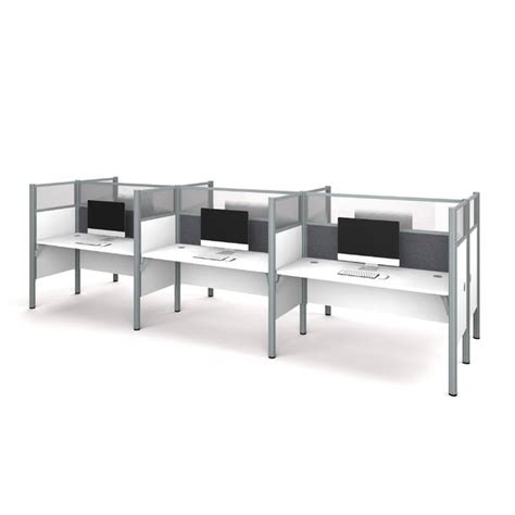 Bestar Pro Biz Simple Workstation With 3 Privacy Panels Benching Desk