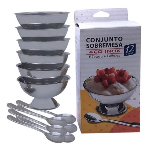 Kit Conjunto Taças Inox Sorvete Sobremesa 12 Pçs Colher MercadoLivre