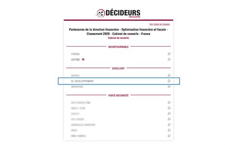 Dl Developpement Dans Le Top Des Meilleurs Cabinets De Conseil