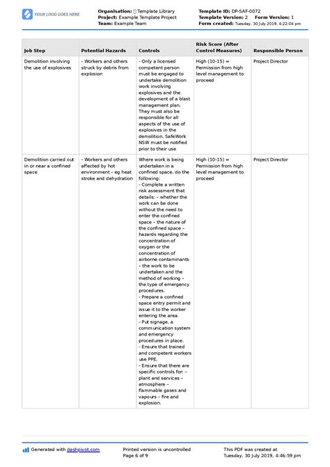 Safe Work Method Statement For Demolition Demolition Works Swms