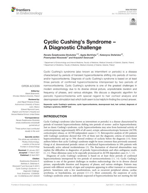 Pdf Cyclic Cushings Syndrome A Diagnostic Challenge