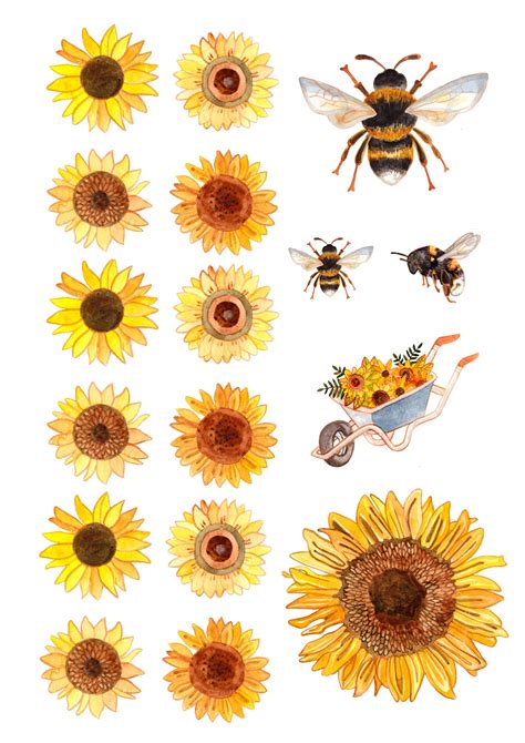 Free Sunflower And Bee Printables Bee Painting Sunflower Art