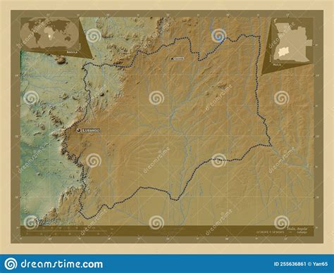 Huila Angola Physical Labelled Points Of Cities Stock Illustration