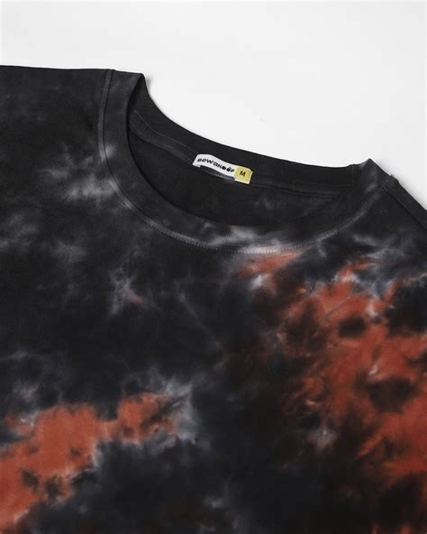 Buy Men's Black & Orange Tie & Dye Oversized T-shirt Online at Bewakoof