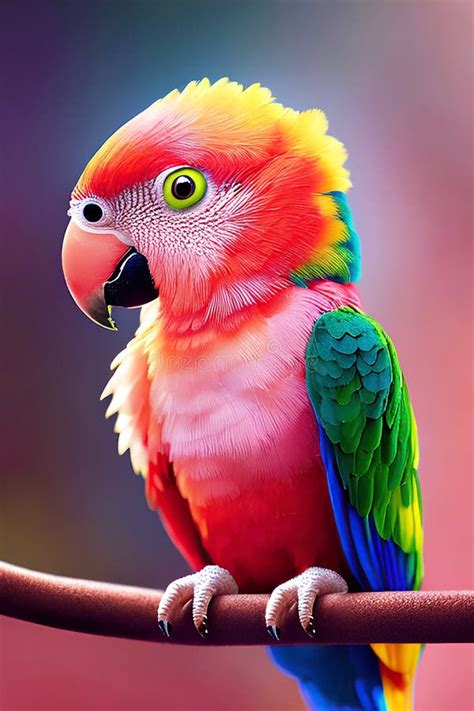 Multicolored Paradise Parrot D Illustration Of Cute Small Colored