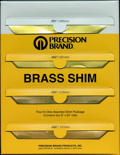 Piece Brass Shim Stock Asst X Rolls Precision Brand