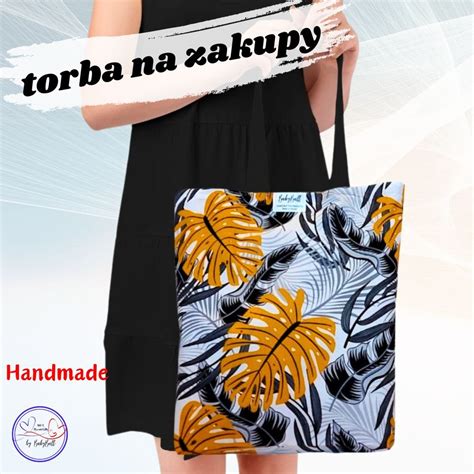 Torba na zakupy bawełniana siatka kolorowa shopperka Handmade BRĄZOWA