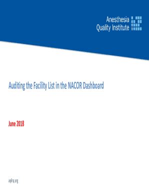 Fillable Online Auditing The Facility List In The Nacor Dashboard Fax