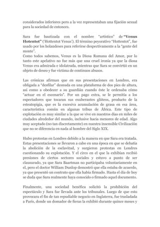 Historia De Sarah Bartman La Venus Hottentot Pdf