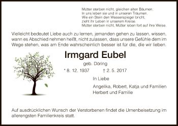 Traueranzeigen Von Irmgard Eubel Trauer Hna De