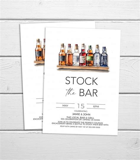 Stock The Bar Couples Shower Invitation Stock Their Bar Invite Coed Engagement Party His Hers