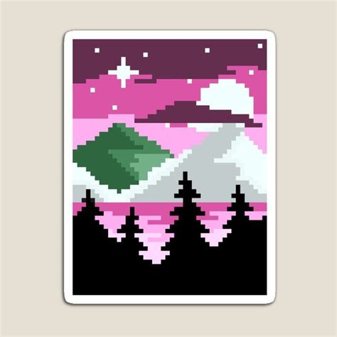 Pixel Purple Snowy Mountain Night Sticker Stickers Retro Gamer