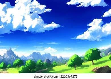 Landscape Scene Illustration Digital Painting Greenery Stock ...