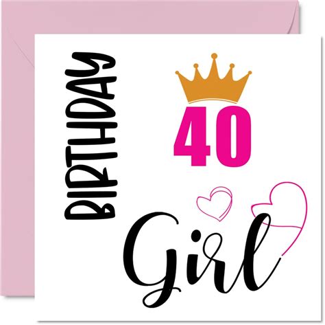 40th Birthday Card For Women Birthday Girl Happy Birthday Cards For