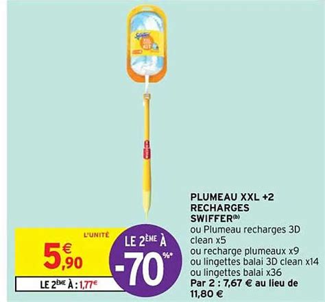 Promo Plumeau Xxl 2 Recharges Swiffer chez Intermarché Hyper