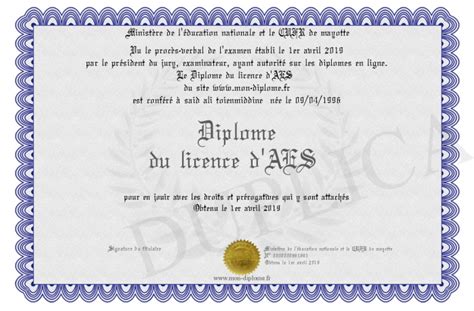 Diplome Du Licence D AES