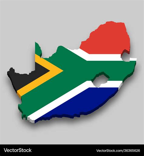 D Isometric Map South Africa With National Vector Image