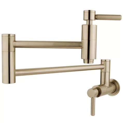 Kingston Brass Wall Mounted Pot Filler In Satin Nickel The Home Depot Canada