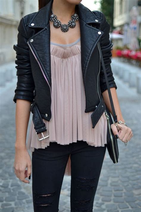 Black Leather Jacket Women Outfit