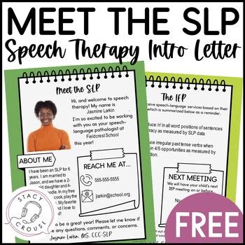 Free Meet The Slp Letter Speech Therapy Introduction Parent Editable