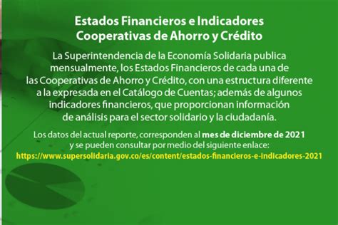 Estados Financieros E Indicadores Cooperativas De Ahorro Y Cr Dito