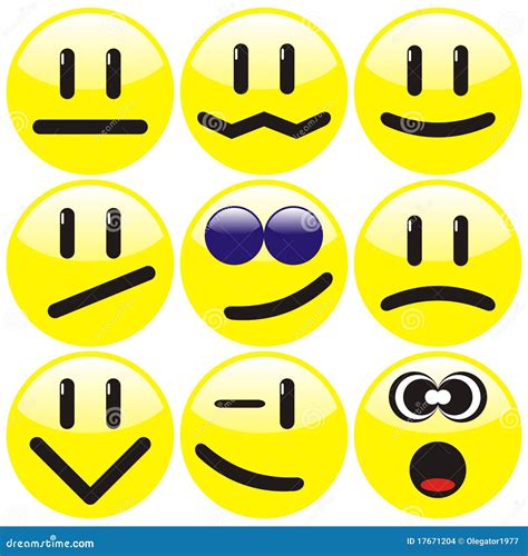 Set Of Nine Smilies Stock Vector Illustration Of Symbol 17671204