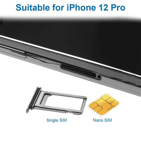 SIM Card Tray Slot for iPhone 12 Pro / 12 Pro Max - Black - Incl Rubber ...