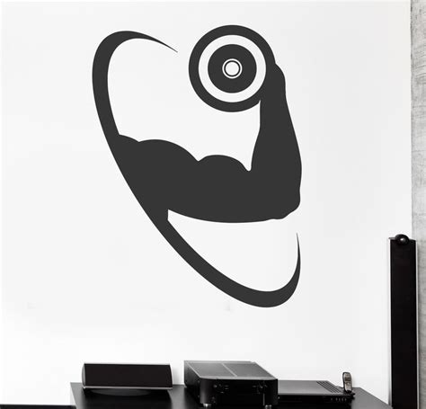 Vinyl Decal Muscled Dumbbell Gym Fitness Bodybuilding Motivation Wall