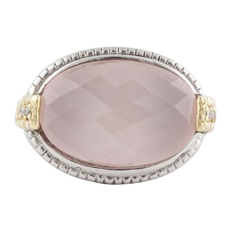 Judith Ripka Sterling Silver and Gold Pink Quartz Diamond Ring For Sale ...