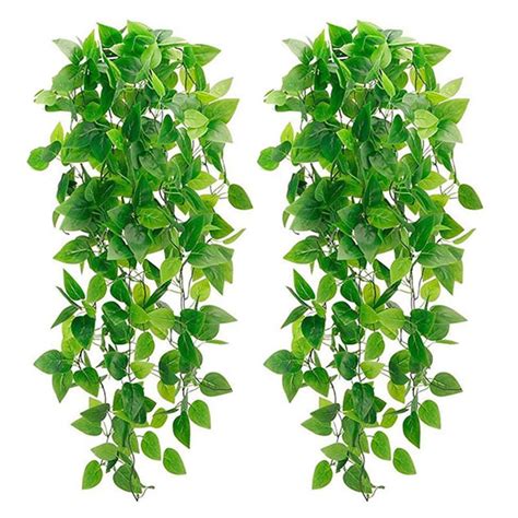 Taicanon 2PCS Artificial Hanging Plants Ivy Vine Fake Leaves Greeny