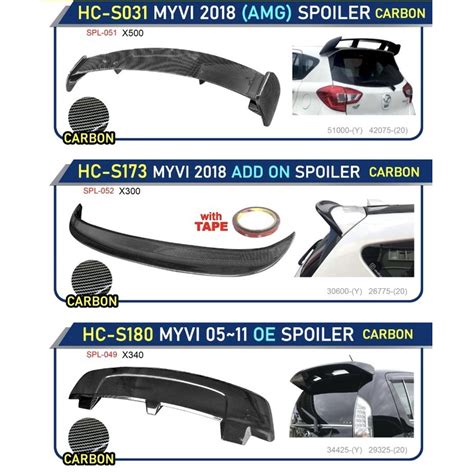 Carbon Look Rear Roof Top Spoiler Lip Perodua Myvi Bezza Ativa Axia