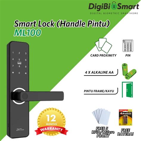 Jual Smart Door Lock Handle Zkteco Ml Gagang Pintu Kunci Otomatis