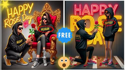 Happy Rose Day Name Video Editing Rose Day Couple T Shirt Name Video Editing Ai Photo