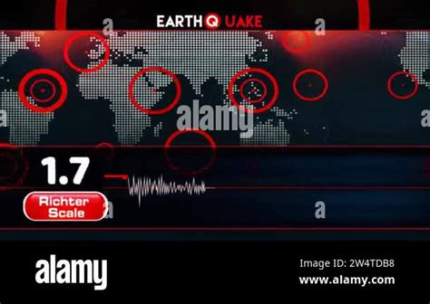 Earthquake With Wordmap Blinking Dot And Richter Scale Seismograph