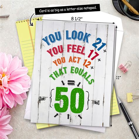 Age Equation 50 Hysterical Milestone Birthday Giant Printed Card