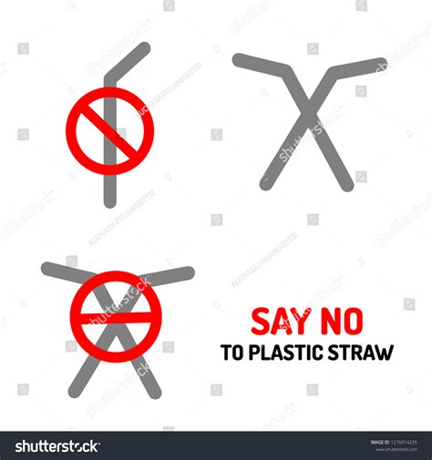 Say No Plastic Straws Stop Plastic Stock Vector Royalty Free