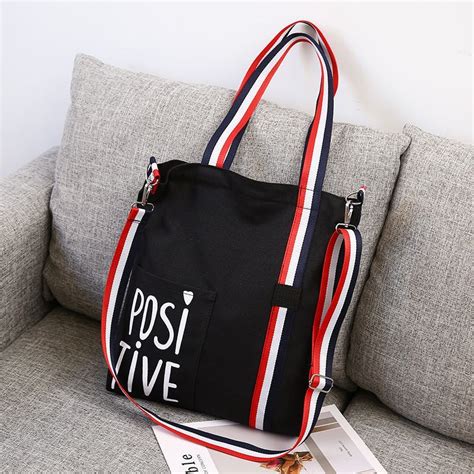 Korean Canvas Bag No Shoulder Crossbody Tote Bag With Handle