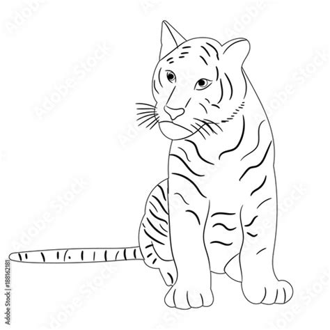 Vector Isolated Sketch Of A Tiger Sitting Stock Vector Adobe Stock