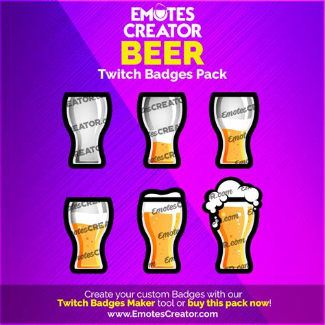 Beer Twitch Sub Badges Pack – Emotes Creator