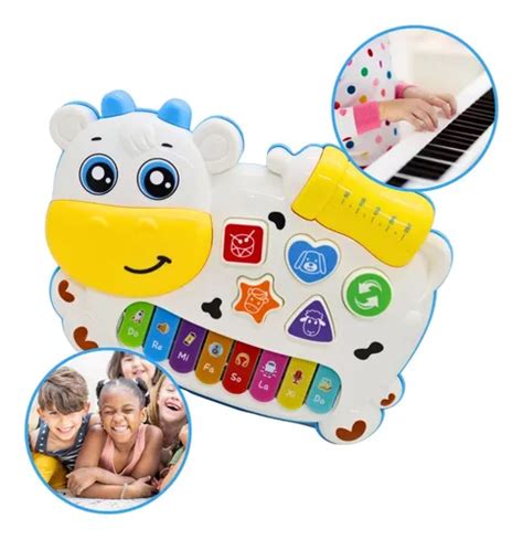 Pianinho Teclado Musical Infantil Som Luz Fazendinha Animais Cor