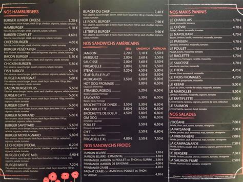 Menu At La Friterie De L Ancre Restaurant Albert