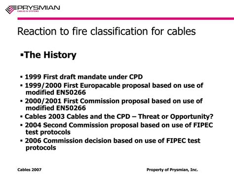 PPT CABLES 2007 Progress On The New European Reaction To Fire