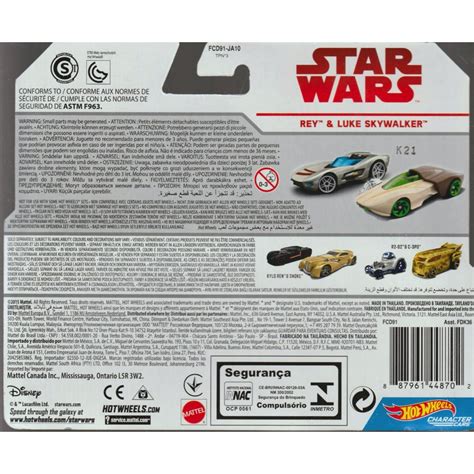 HOT WHEELS STAR WARS CHARACTER CAR REY LUKE SKYWALKER Two Vehicles
