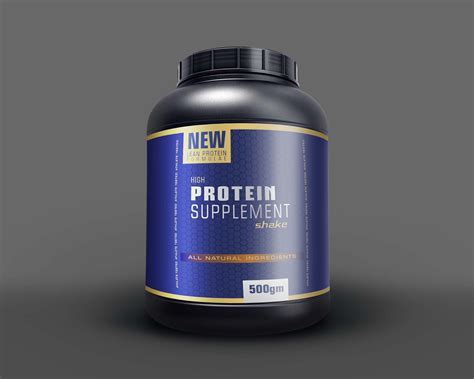 Free Protein Powder Packaging Bottle Mockup Psd