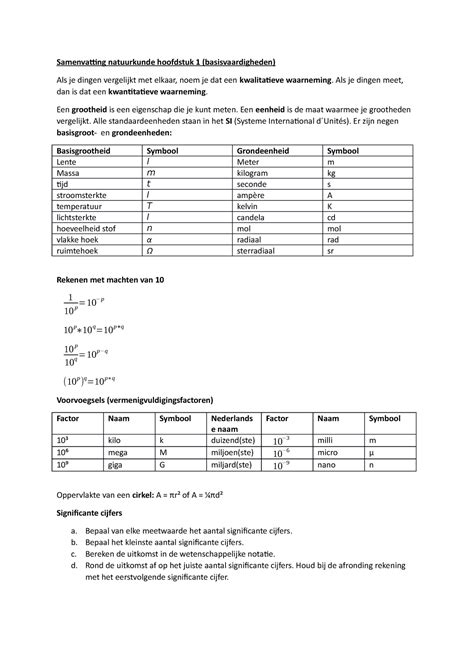 Samenvatting Natuurkunde Systematische Natuurkunde Hoofdstuk