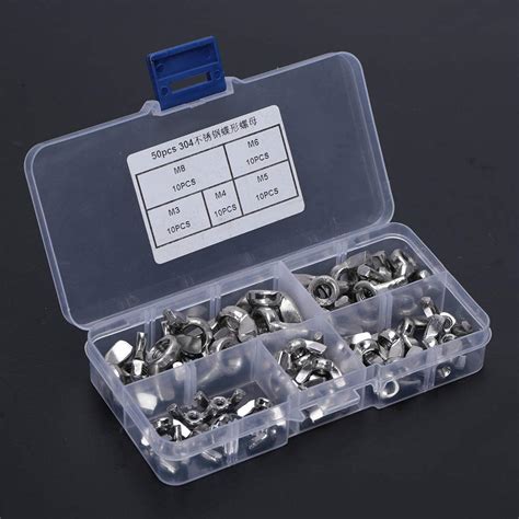 50 Pcs Butterfly Nut Stainless Steel Wing Nut Ingot Nut Hand Tighten M3