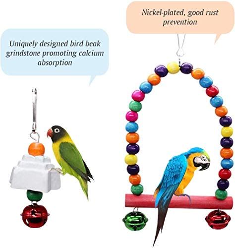 Mqupin Bird Parrot Swing Toy In Upgraded Swing Chewing Hanging