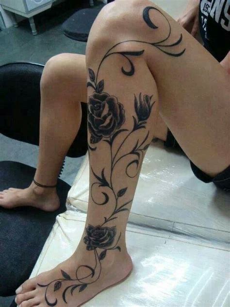 Black Rose Leg Tattoo Leg Tattoos Women Calf Tattoos For Women Girl