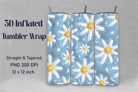 3d Inflated Daisy Flowers Tumbler Wraps Bundle Bundle · Creative Fabrica