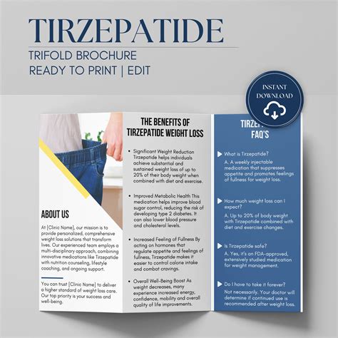 Tirzepatide Weight Loss Trifold Brochure: Editable Canva Template (8.5